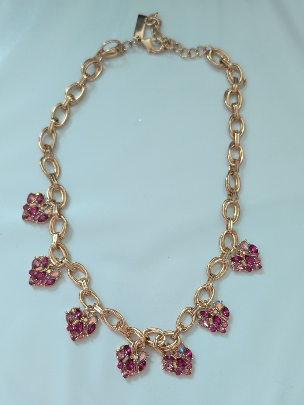 INC International Concepts Gold-Tone Necklace with Pink Crystal Cluster Charms